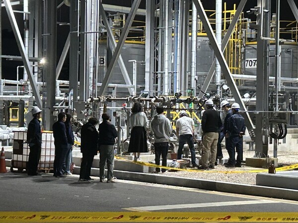 에너지머티리얼즈 황산 누출 사고 현장. 사진=금속노조 포항지부