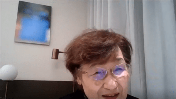 아사오카 미에(Asaoka Mie) 일본 키코네트워크 대표 변호사가 온라인 브리핑에서 설명하고 있다. 사진=기후솔루션